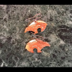 Earrings Bears Navajo made solid copper unworn